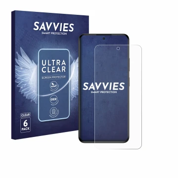 Face avant d’un emballage produit avec le logo de la marque Savvies. À côté, l’appareil myPhone N23 Plus est représenté avec l
