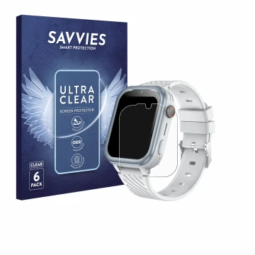 Face avant d’un emballage produit avec le logo de la marque Savvies. À côté, l’appareil DDIOYIUR Smartwatch est représenté ave