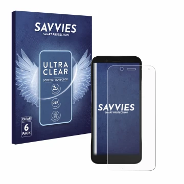 Face avant d’un emballage produit avec le logo de la marque Savvies. À côté, l’appareil Datalogic Memor 12 est représenté avec