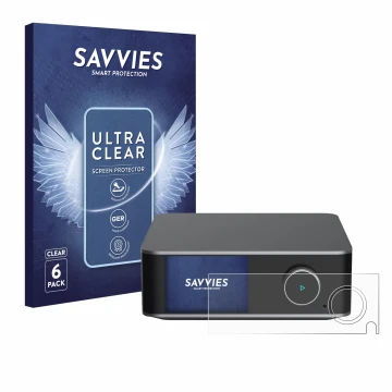 Face avant d’un emballage produit avec le logo de la marque Savvies. À côté, l’appareil WiiM Ultra est représenté avec la prot