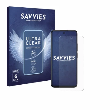 Face avant d’un emballage produit avec le logo de la marque Savvies. À côté, l’appareil TCL 60R 5G est représenté avec la prot