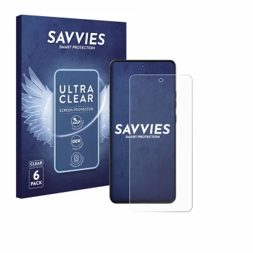 Face avant d’un emballage produit avec le logo de la marque Savvies. À côté, l’appareil Motorola Moto G86 est représenté avec 