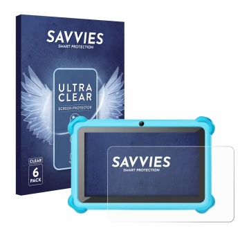 Face avant d’un emballage produit avec le logo de la marque Savvies. À côté, l’appareil zcobro KIDS710 7