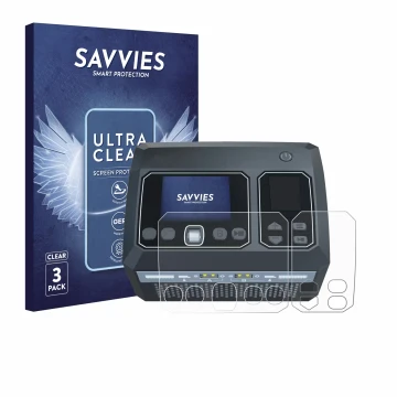 Face avant d’un emballage produit avec le logo de la marque Savvies. À côté, l’appareil SkyRc D750 Mix est représenté avec la 
