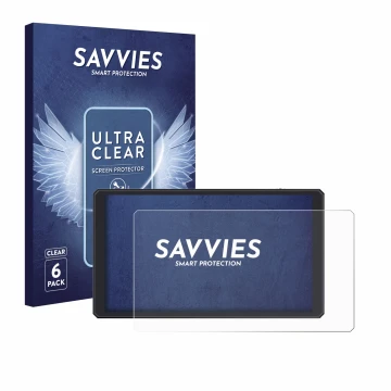 Face avant d’un emballage produit avec le logo de la marque Savvies. À côté, l’appareil Feelworld CUT6 6