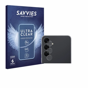 Face avant d’un emballage produit avec le logo de la marque Savvies. À côté, l’appareil Samsung Galaxy S25 FE Enterprise Editi