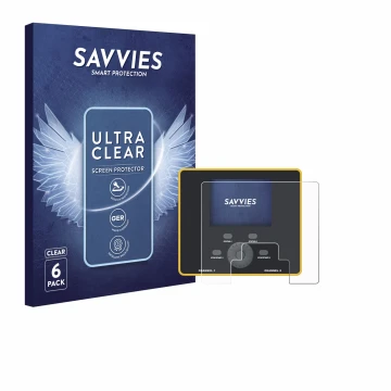 Face avant d’un emballage produit avec le logo de la marque Savvies. À côté, l’appareil Junsi iCharger DX12 est représenté ave