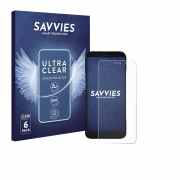 Face avant d’un emballage produit avec le logo de la marque Savvies. À côté, l’appareil Datalogic Memor 17 HC est représenté a