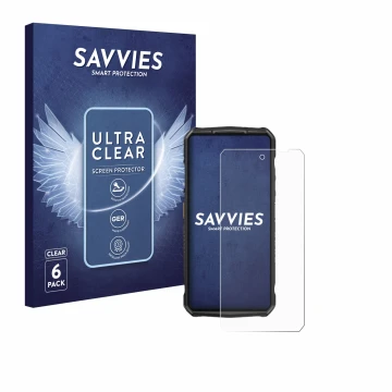 Face avant d’un emballage produit avec le logo de la marque Savvies. À côté, l’appareil Ulefone 29 pro est représenté avec la 