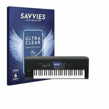 Face avant d’un emballage produit avec le logo de la marque Savvies. À côté, l’appareil KORG Nautilus 61 est représenté avec l