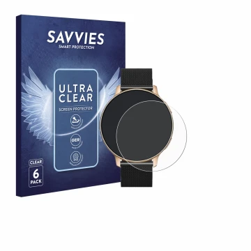 Face avant d’un emballage produit avec le logo de la marque Savvies. À côté, l’appareil Aimiuvei S53 1.32