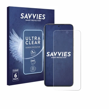 Face avant d’un emballage produit avec le logo de la marque Savvies. À côté, l’appareil Honor X70 est représenté avec la prote