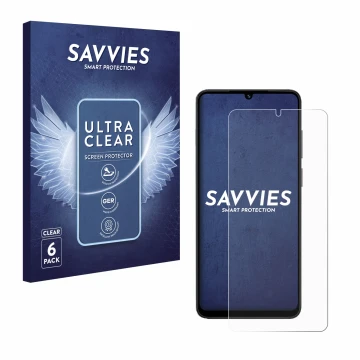 Face avant d’un emballage produit avec le logo de la marque Savvies. À côté, l’appareil Honor X5c Plus est représenté avec la 