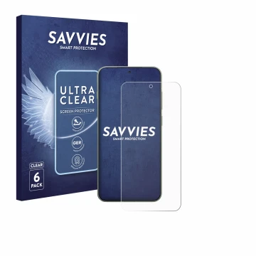 Face avant d’un emballage produit avec le logo de la marque Savvies. À côté, l’appareil OnePlus 13T est représenté avec la pro