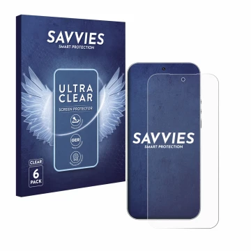 Face avant d’un emballage produit avec le logo de la marque Savvies. À côté, l’appareil Xiaomi 17 Ultra est représenté avec la