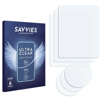 Face avant d’un emballage produit avec le logo de la marque Savvies. À côté se trouve la protection d’écran correspondante.