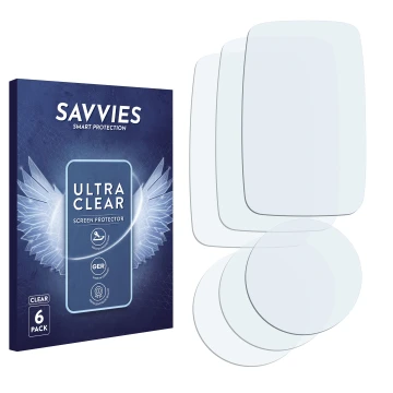 Face avant d’un emballage produit avec le logo de la marque Savvies. À côté se trouve la protection d’écran correspondante.