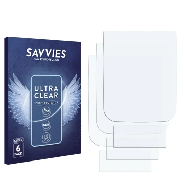 Face avant d’un emballage produit avec le logo de la marque Savvies. À côté se trouve la protection d’écran correspondante.