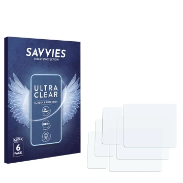 Face avant d’un emballage produit avec le logo de la marque Savvies. À côté se trouve la protection d’écran correspondante.