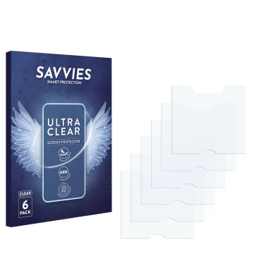 Face avant d’un emballage produit avec le logo de la marque Savvies. À côté se trouve la protection d’écran correspondante.