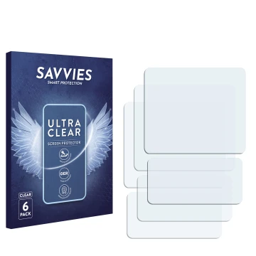 Face avant d’un emballage produit avec le logo de la marque Savvies. À côté se trouve la protection d’écran correspondante.