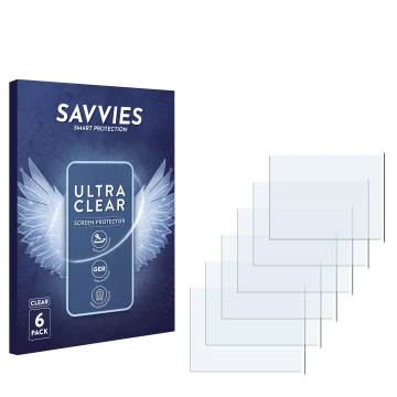 Face avant d’un emballage produit avec le logo de la marque Savvies. À côté se trouve la protection d’écran correspondante.