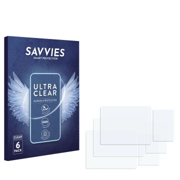 Face avant d’un emballage produit avec le logo de la marque Savvies. À côté se trouve la protection d’écran correspondante.