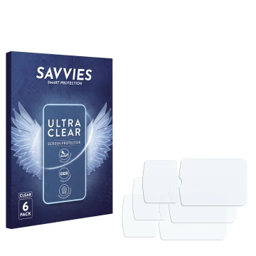 Face avant d’un emballage produit avec le logo de la marque Savvies. À côté se trouve la protection d’écran correspondante.