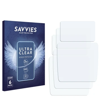 Face avant d’un emballage produit avec le logo de la marque Savvies. À côté se trouve la protection d’écran correspondante.