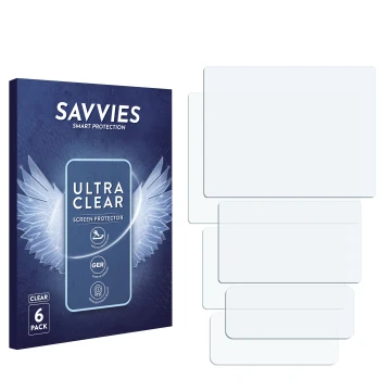 Face avant d’un emballage produit avec le logo de la marque Savvies. À côté se trouve la protection d’écran correspondante.