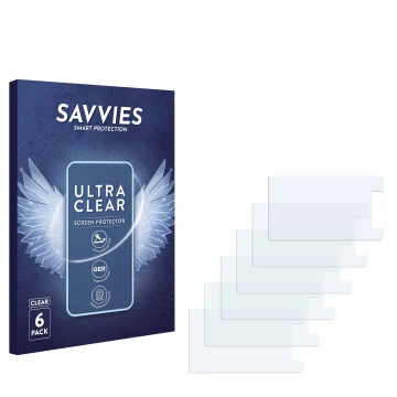 Face avant d’un emballage produit avec le logo de la marque Savvies. À côté se trouve la protection d’écran correspondante.
