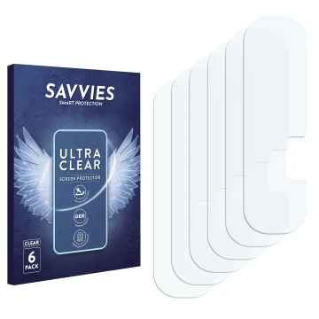 Face avant d’un emballage produit avec le logo de la marque Savvies. À côté se trouve la protection d’écran correspondante.