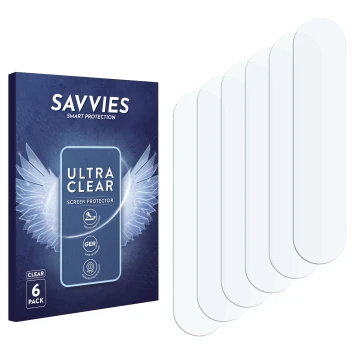 Face avant d’un emballage produit avec le logo de la marque Savvies. À côté se trouve la protection d’écran correspondante.