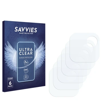 Face avant d’un emballage produit avec le logo de la marque Savvies. À côté se trouve la protection d’écran correspondante.