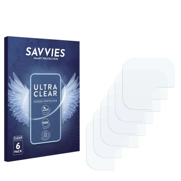 Face avant d’un emballage produit avec le logo de la marque Savvies. À côté se trouve la protection d’écran correspondante.