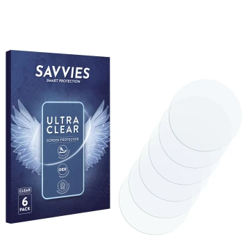 Face avant d’un emballage produit avec le logo de la marque Savvies. À côté se trouve la protection d’écran correspondante.