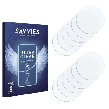 Face avant d’un emballage produit avec le logo de la marque Savvies. À côté se trouve la protection d’écran correspondante.