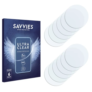 Face avant d’un emballage produit avec le logo de la marque Savvies. À côté se trouve la protection d’écran correspondante.