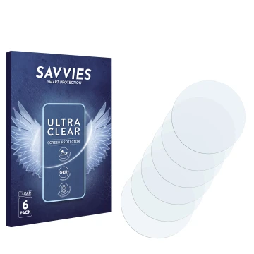 Face avant d’un emballage produit avec le logo de la marque Savvies. À côté se trouve la protection d’écran correspondante.