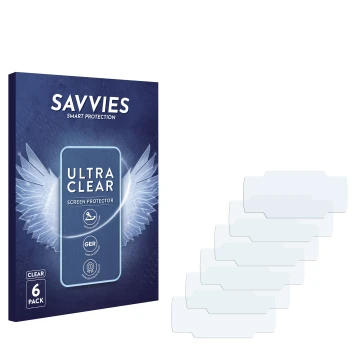 Face avant d’un emballage produit avec le logo de la marque Savvies. À côté se trouve la protection d’écran correspondante.