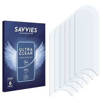 Face avant d’un emballage produit avec le logo de la marque Savvies. À côté se trouve la protection d’écran correspondante.