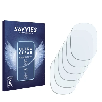 Face avant d’un emballage produit avec le logo de la marque Savvies. À côté se trouve la protection d’écran correspondante.