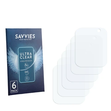 Face avant d’un emballage produit avec le logo de la marque Savvies. À côté se trouve la protection d’écran correspondante.