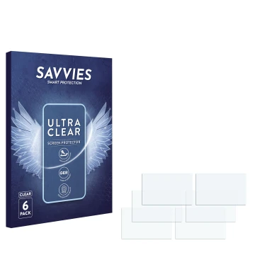 Face avant d’un emballage produit avec le logo de la marque Savvies. À côté se trouve la protection d’écran correspondante.