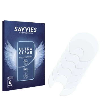Face avant d’un emballage produit avec le logo de la marque Savvies. À côté se trouve la protection d’écran correspondante.
