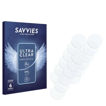 Face avant d’un emballage produit avec le logo de la marque Savvies. À côté se trouve la protection d’écran correspondante.