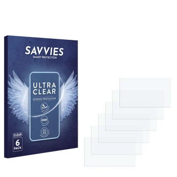 Face avant d’un emballage produit avec le logo de la marque Savvies. À côté se trouve la protection d’écran correspondante.