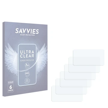 Face avant d’un emballage produit avec le logo de la marque Savvies. À côté se trouve la protection d’écran correspondante.