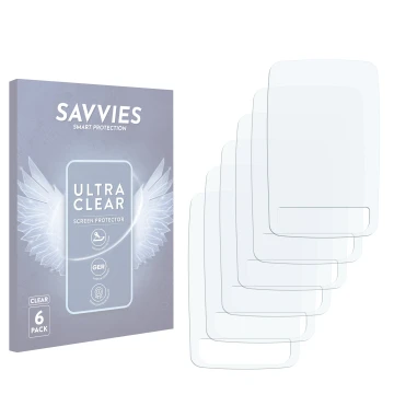 Face avant d’un emballage produit avec le logo de la marque Savvies. À côté se trouve la protection d’écran correspondante.