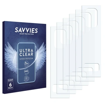 Face avant d’un emballage produit avec le logo de la marque Savvies. À côté se trouve la protection d’écran correspondante.